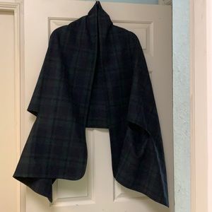 Plaid CAPE Woollen (50%) green/navy One Size